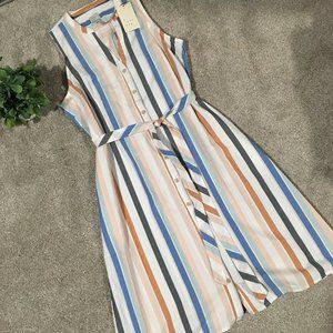🆕A New Day Striped Sleeveless Shirtdress